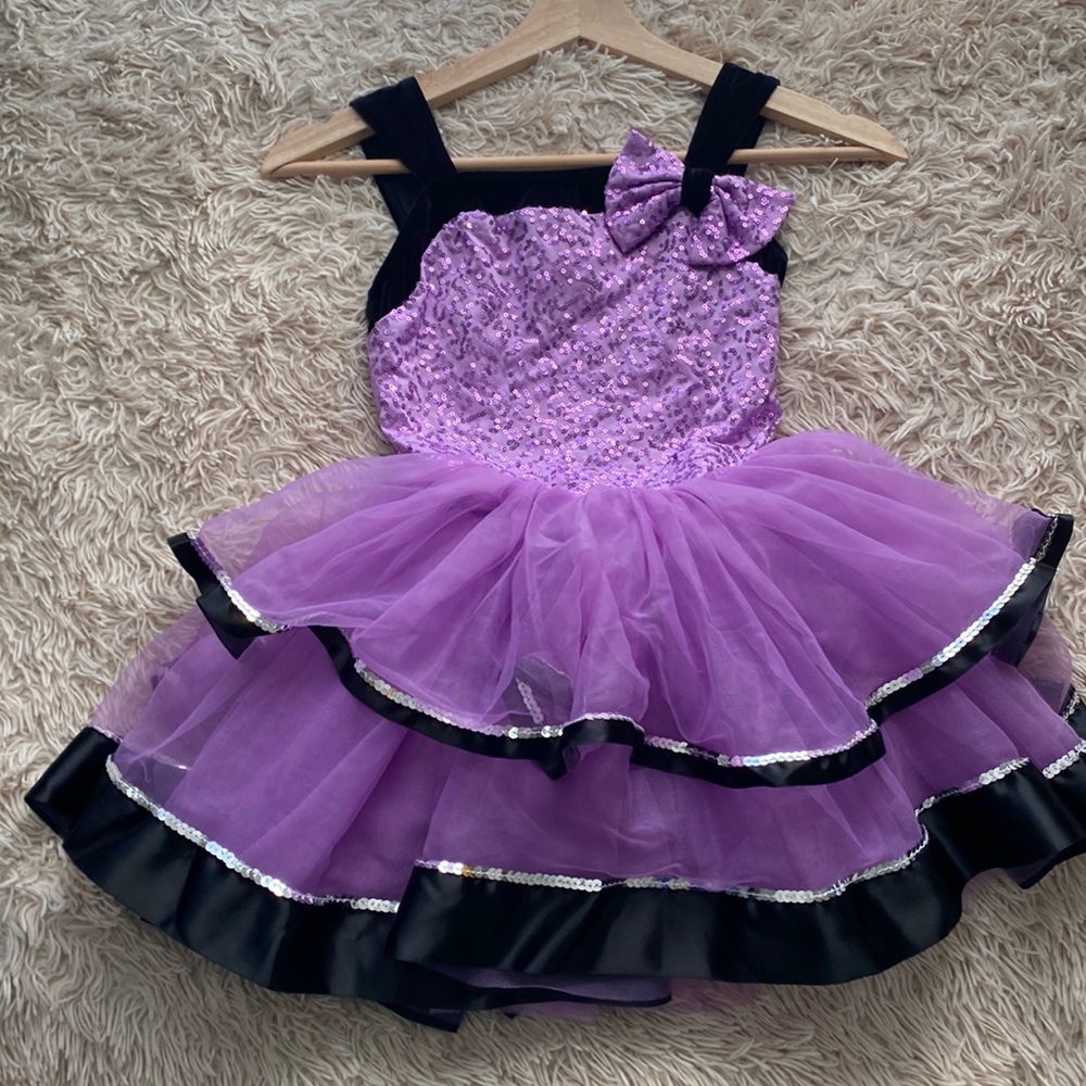 Purple Sequin Dress with Tulle Skirt